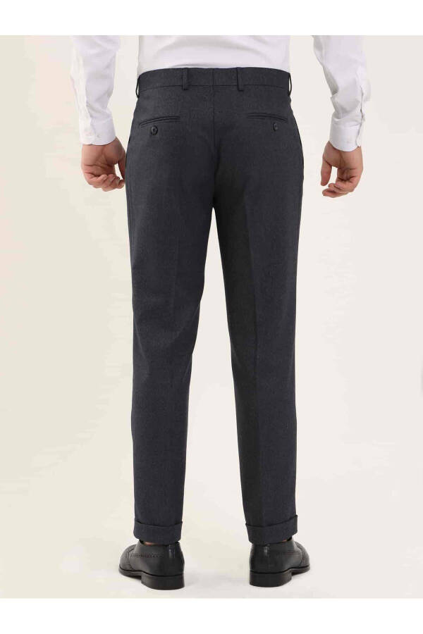 Lacivert Erkek Slim Fit Balıksırtı Desenli Klasik Pantolon - 97704 - 10