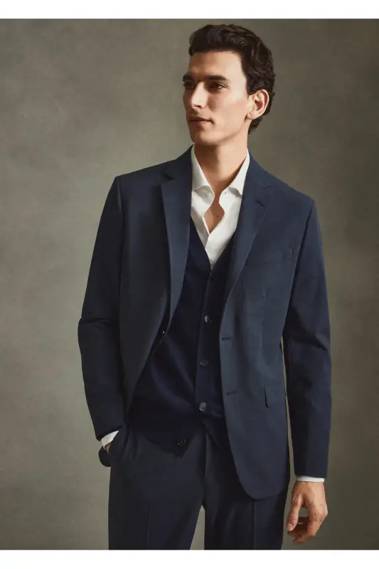 Lacivert Erkek Yetişkin Blazer Ceket 47040556-Lacivert - MANGO MAN