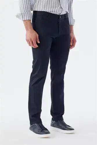 Lacivert Extra Slim Fit Pamuklu Yan Cep Kanvas Pantolon - JAKAMEN (1)