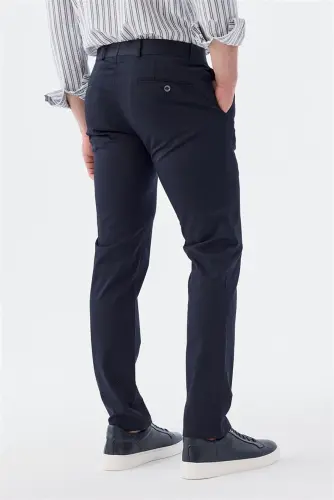 Lacivert Extra Slim Fit Pamuklu Yan Cep Kanvas Pantolon - JAKAMEN (1)