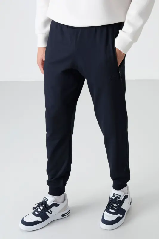 Lacivert Fermuar Cho'ntakli Standart Kalıp Jogger Erkak Sport Shim - 84587-LACİ - 1
