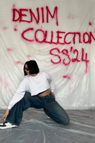 Lacivert Geniş Paça Jeans Pantolon - BÜYÜKBEDENIZ (1)