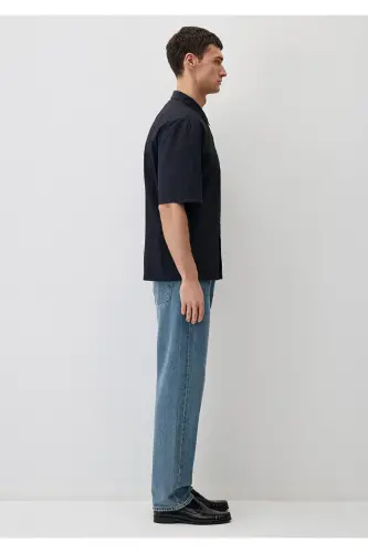 Lacivert Gömlek Loose Fit / Bol Rahat Kesim 0211486-70496 - Lacivert-70496 - 5
