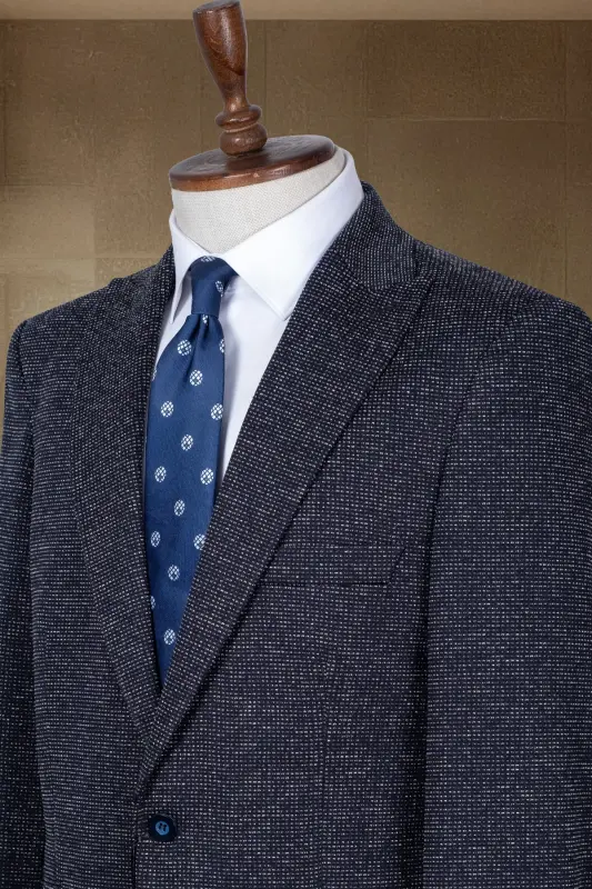 Lacivert İtalyan Stil Slim Fit Klasik Erkek Blazer Ceket - Lacivert Beyaz - GENEL MARKALAR
