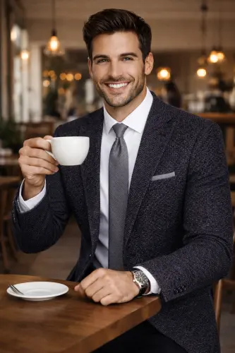 Lacivert İtalyan Stil Slim Fit Klasik Erkek Blazer Ceket - Lacivert Beyaz - GENEL MARKALAR (1)