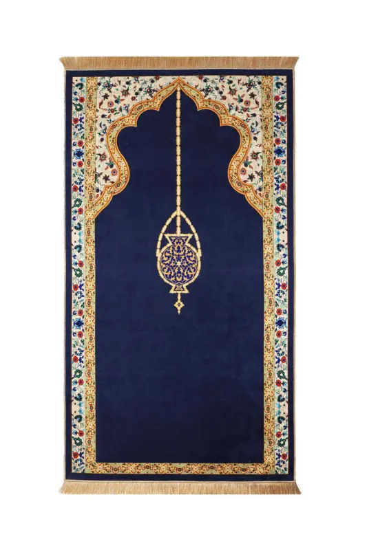 Lacivert Kadife Halı Seccade - Karışık - 1