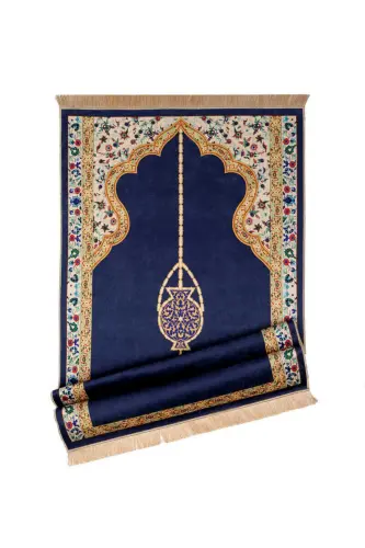 Lacivert Kadife Halı Seccade - Karışık - 4