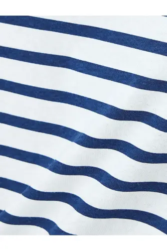 Çizgili Lacivert Kadın T-Shirt 5SAK50139EK - Lacivert Çizgili - 6
