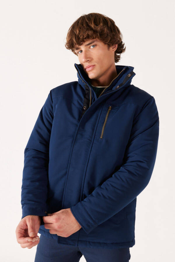 Regular Fit Normal Kesim Kapüşonlu Lacivert Parka - NavyX-W40BWW114 - 1