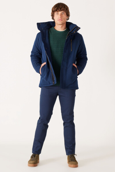 Regular Fit Normal Kesim Kapüşonlu Lacivert Parka - NavyX-W40BWW114 - 6