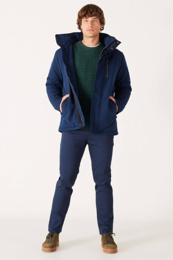 Regular Fit Normal Kesim Kapüşonlu Lacivert Parka - NavyX-W40BWW114 - 6