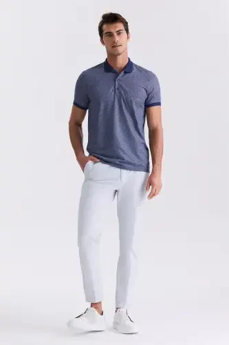 Lacivert Classic Fit Cepli Desenli Polo Yaka T-Shirt - 2