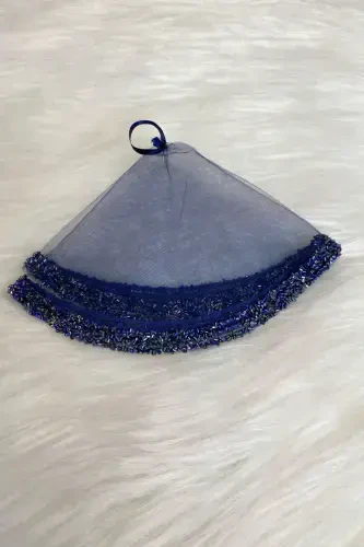 Lacivert kuyov kelin ro‘molchasi, to‘y halay nedime xina sunnat ro‘molchasi, shisha munchoq va tanga bosmali - lacivert - 3