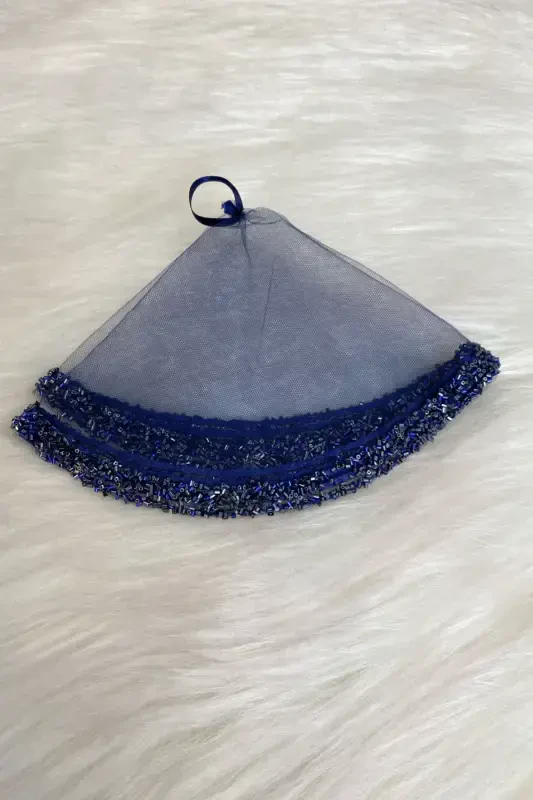 Lacivert kuyov kelin ro‘molchasi, to‘y halay nedime xina sunnat ro‘molchasi, shisha munchoq va tanga bosmali - lacivert - 3