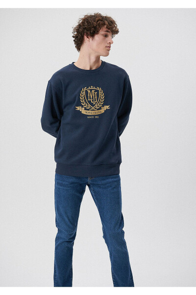 Lacivert, nakış detaylı sweatshirt (0S10130-70490) - 2