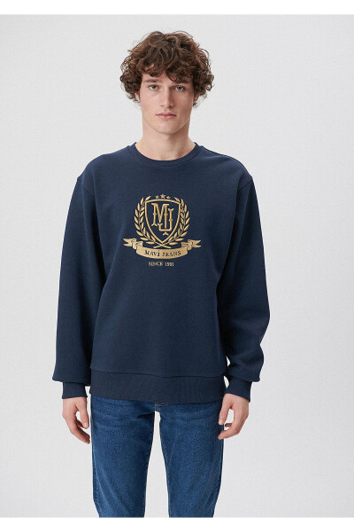 Lacivert, nakış detaylı sweatshirt (0S10130-70490) - 3