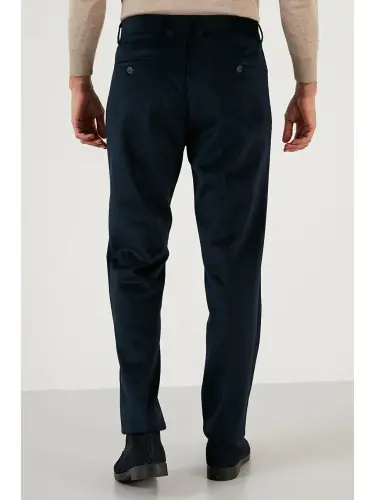 Lacivert Normal Bel Regular Fit Düz Paça Kadife Erkek Pantolon 645MERLIN-Lacivert - 3