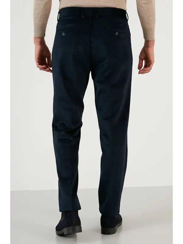 Lacivert Normal Bel Regular Fit Düz Paça Kadife Erkek Pantolon 645MERLIN-Lacivert - 3