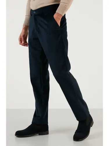 Lacivert Normal Bel Regular Fit Düz Paça Kadife Erkek Pantolon 645MERLIN-Lacivert - 6