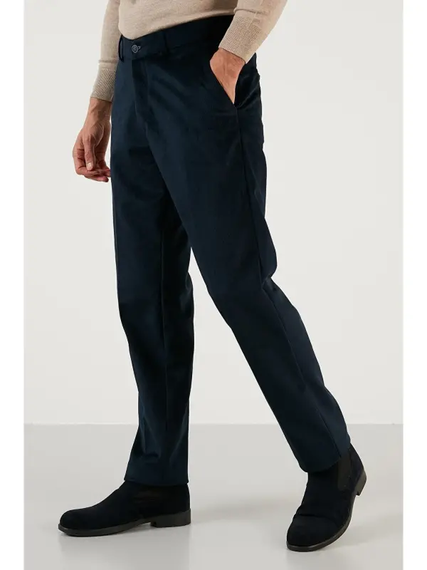 Lacivert Normal Bel Regular Fit Düz Paça Kadife Erkek Pantolon 645MERLIN-Lacivert - 6