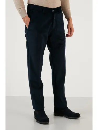 Lacivert Normal Bel Regular Fit Düz Paça Kadife Erkek Pantolon 645MERLIN-Lacivert 