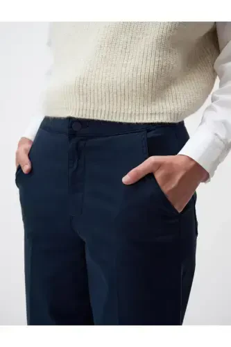 Lacivert Normal Paça Cepli Gabardin Pantolon-Lacivert - 5