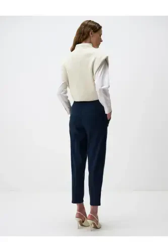 Lacivert Normal Paça Cepli Gabardin Pantolon-Lacivert - 6