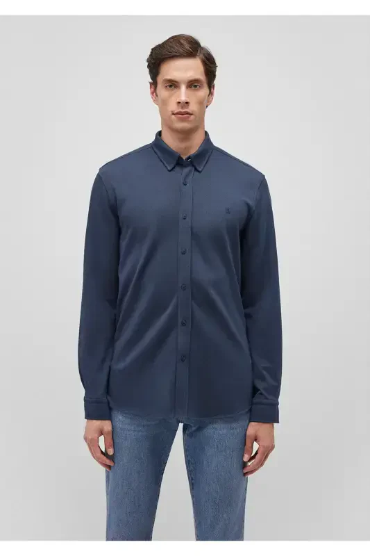 Lacivert O'rma Ko'ylak Slim Fit / Tor Kesim 0211110- - 3