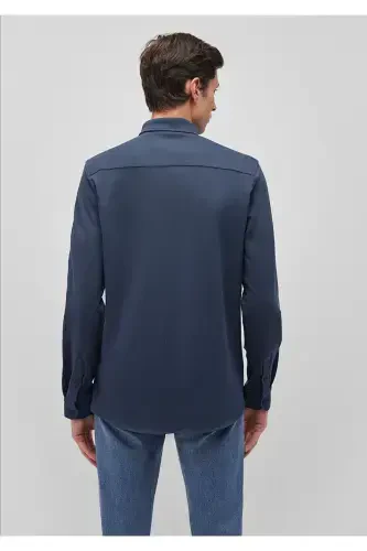 Lacivert O'rma Ko'ylak Slim Fit / Tor Kesim 0211110- - 4