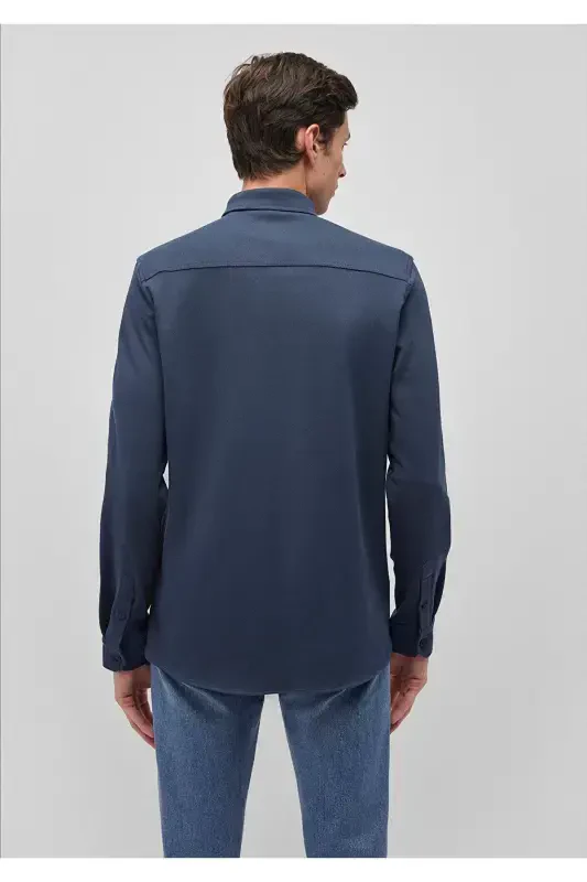 Lacivert O'rma Ko'ylak Slim Fit / Tor Kesim 0211110- - 4