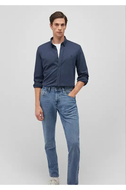 Lacivert Örme Gömlek Slim Fit / Dar Kesim 0211110-81583-Lacivert - MAVI