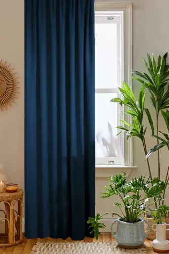 Lacivert Petek Kadife Dokulu Fon Perde Düz Dikişli Ekstrafor Büzgü 1.sınıf Kalite-Lacivert 