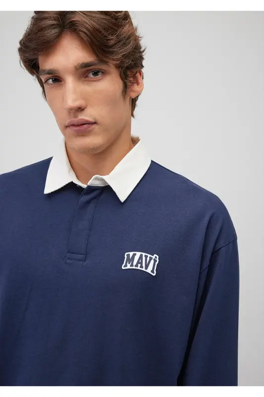 Logo Baskılı Lacivert Polo Sweatshirt 0S10172-70497 - Lacivert-70497 - 6