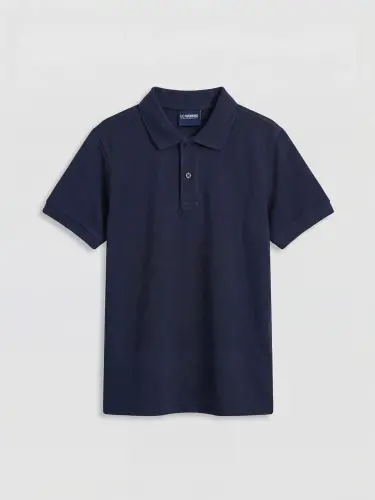 Lacivert Polo Yaka Erkek Çocuk Pike Tişört-L - 3