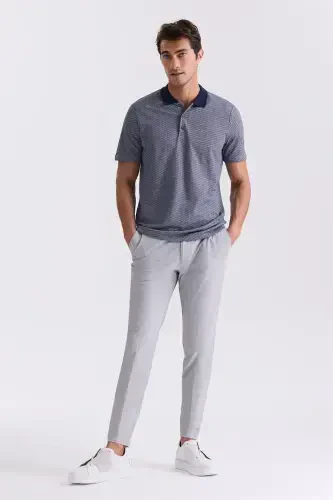 Lacivert Regular Fit Desenli Polo Yaka T-Shirt - 2