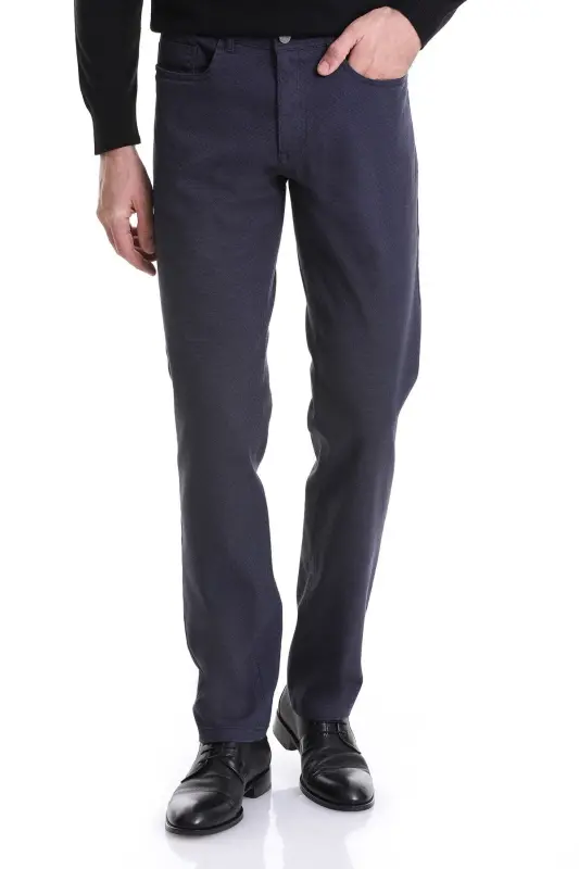 Lacivert Regular Fit Düz 5 Cep Pamuklu Kot Pantolon - Lacivert - 1