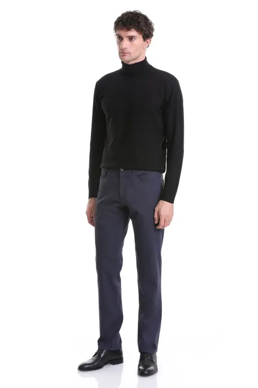 Lacivert Regular Fit Düz 5 Cep Pamuklu Kot Pantolon - Lacivert - 2