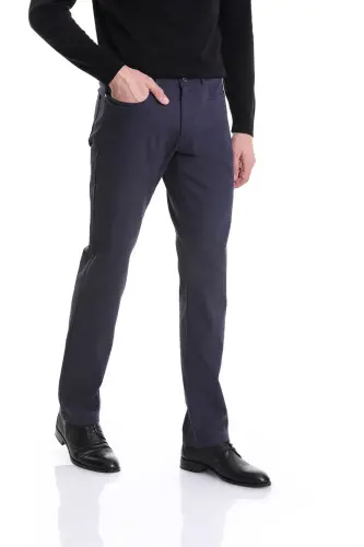 Lacivert Regular Fit Düz 5 Cep Pamuklu Kot Pantolon - Lacivert - 3