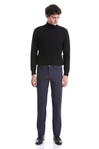 Lacivert Regular Fit Düz 5 Cep Pamuklu Kot Pantolon - Lacivert - 4