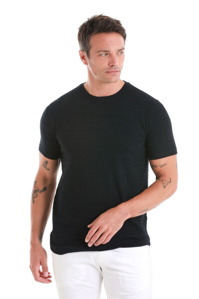 Lacivert Regular Fit Tekis Velosiped Yoqali Футболка-Laci - 4