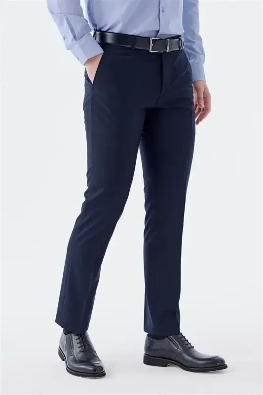 Lacivert Regular Fit Yan Cep Kumaş Pantolon - 2