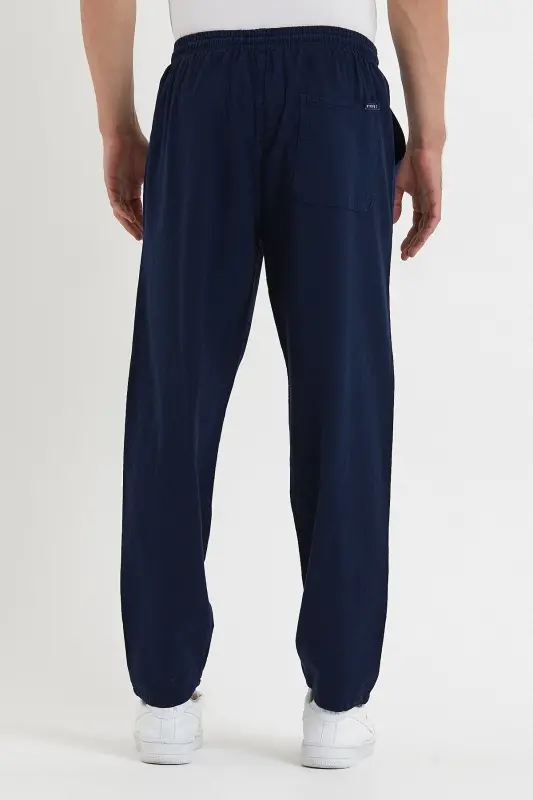 Lacivert Renk Erkek Keten Pantolon 1480-LACİVERT - 4