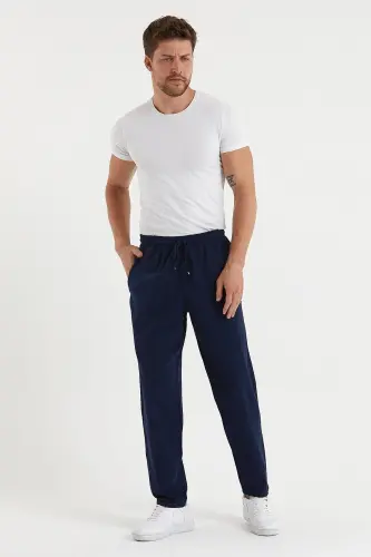 Lacivert Renk Erkek Keten Pantolon 1480 - LACİVERT - 6