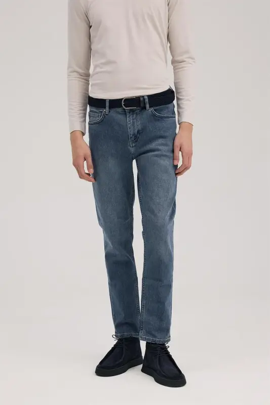 Lacivert Slim Fit 5 Cep Jean Kot Pantolon - 1