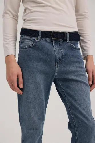 Lacivert Slim Fit 5 cho'ntakli jinsi shim - 3