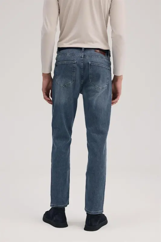 Lacivert Slim Fit 5 cho'ntakli jinsi shim - 4