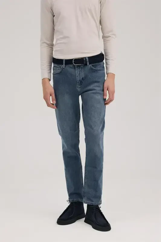 Lacivert Slim Fit 5 cho'ntakli jinsi shim - JAKAMEN