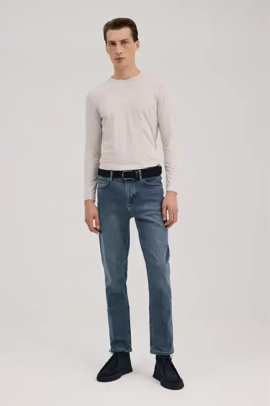 Lacivert Slim Fit 5 cho'ntakli jinsi shim - 2