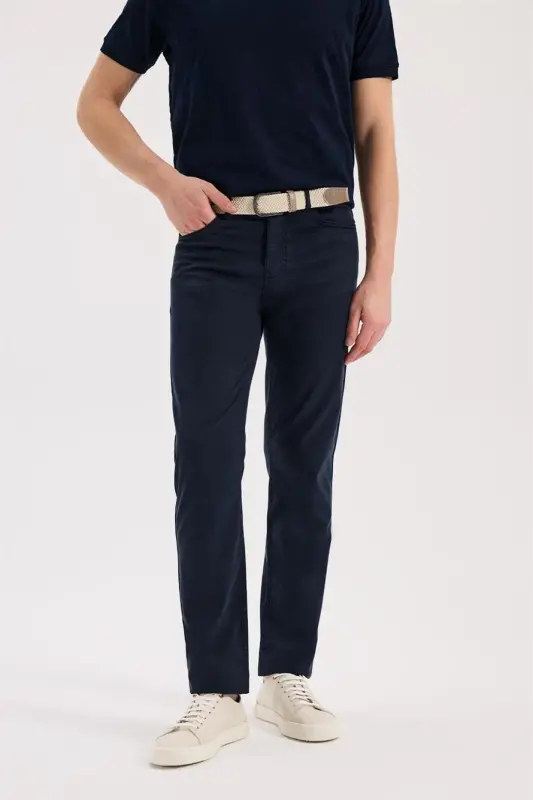Lacivert Slim Fit 5 cho'ntakli sport shim - 1