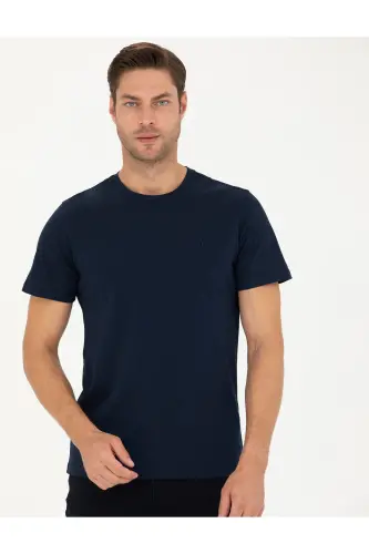 Lacivert Slim Fit Basic Futbolka 50289335-VR033-164809 - 3